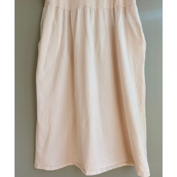 WHO WHAT WEAR Cotton Cream Midi Dress Puff Sleeves Minimal Cottagecore Modest L - Picture 4 of 9